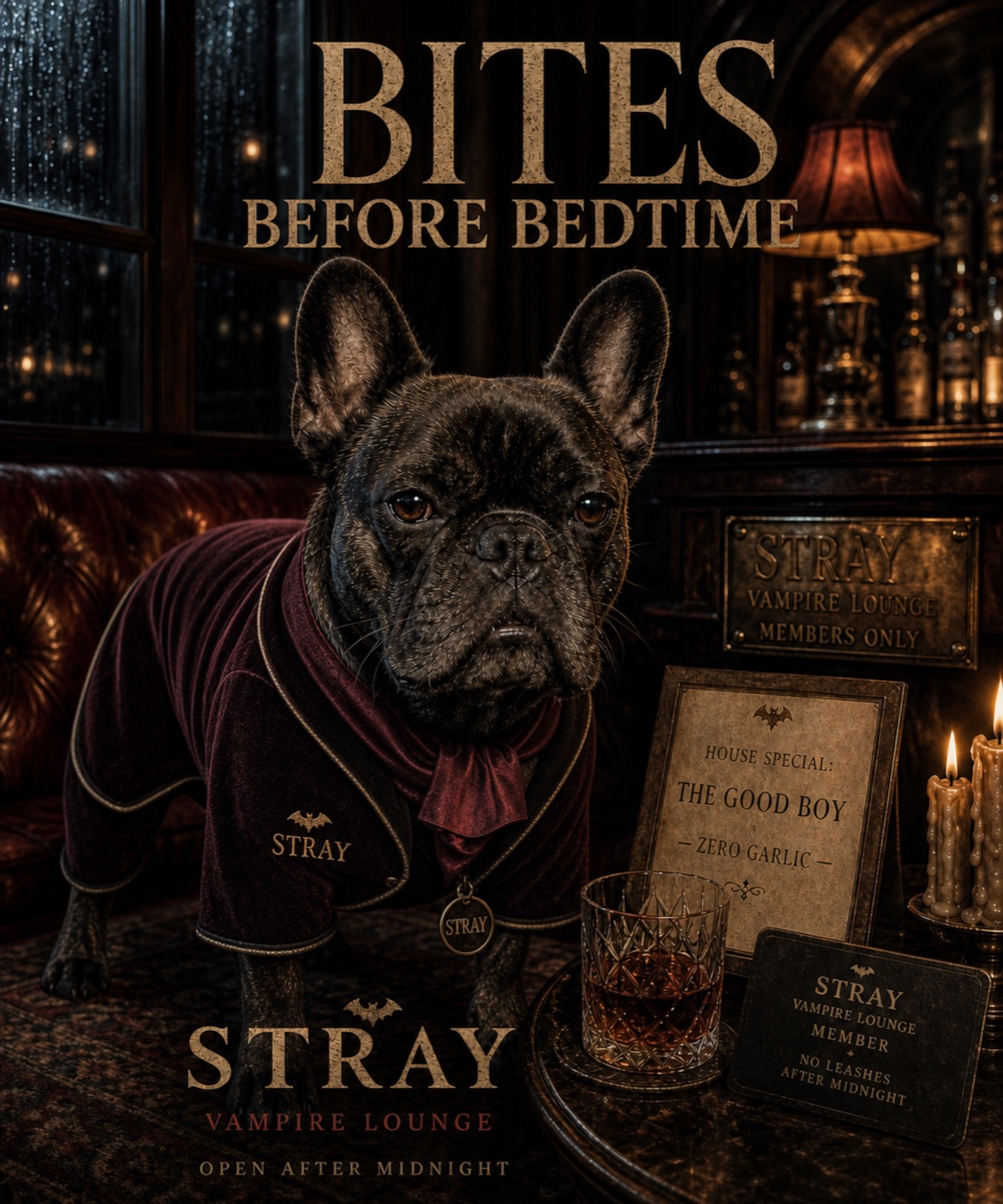 French Bulldog en Vampire Lounge