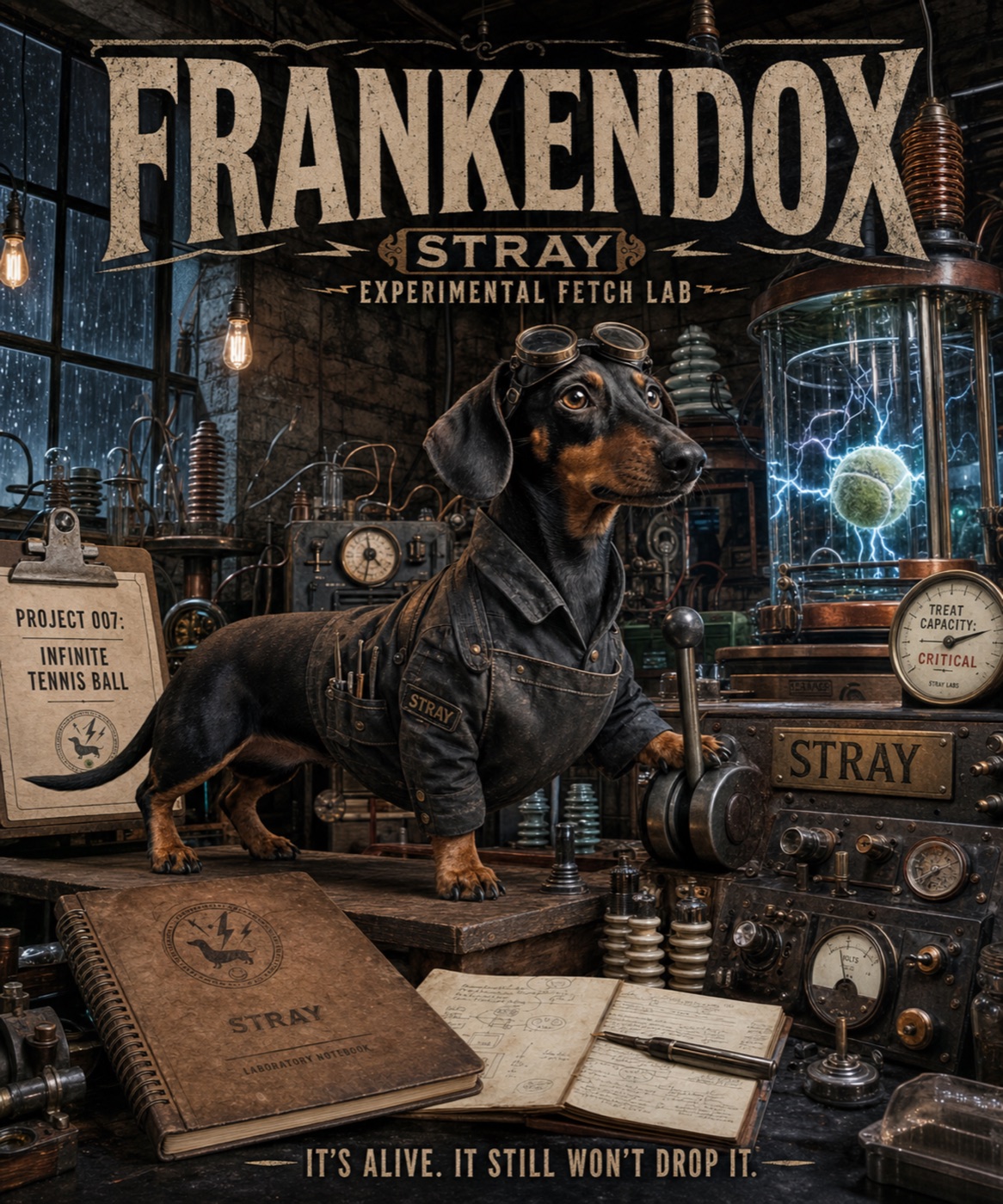 Dachshund en laboratorio