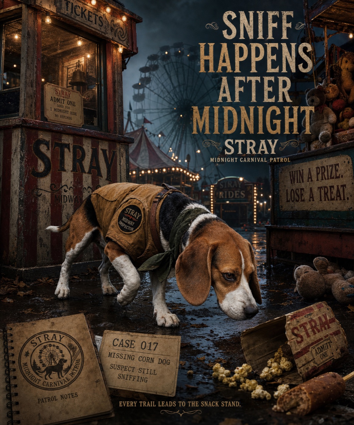 Beagle en carnaval nocturno